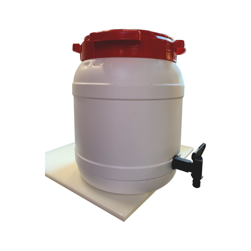Barrel with cover and tap - TON MET DEKSEL - 20L - MET KRAAN