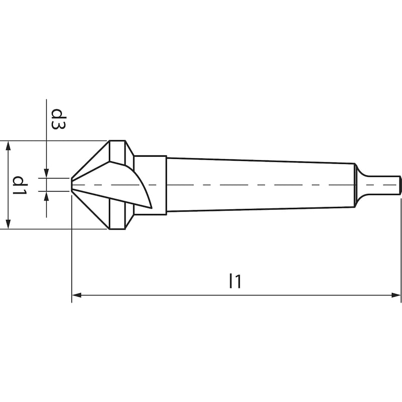 Conical countersink HSCo, DIN 335D, 90°, with Morse taper shank - 2