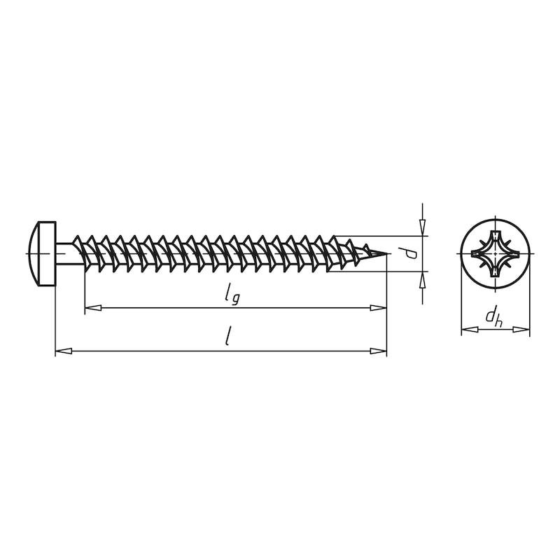 WÜPOFAST<SUP>®</SUP> A2 chipboard screw A2 stainless steel, full thread, pan head, PZ - 2