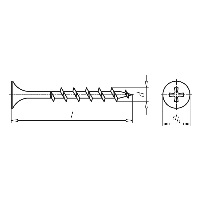 Dry wall screw with coarse thread, collated - 2