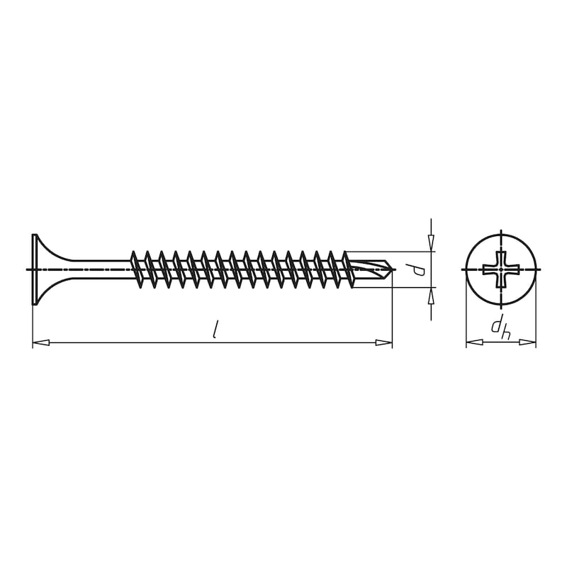 Dry wall screw with drill tip - SCR-DRYWL-DTIP-H2-(PHR)-3,5X55/35