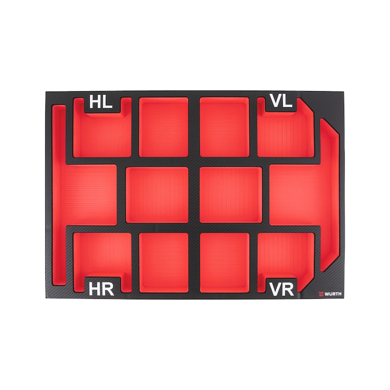 Kunststoffeinlage Karosserie 12 Leerfächer mit Markierungen VL, VR, HL und HR - 1
