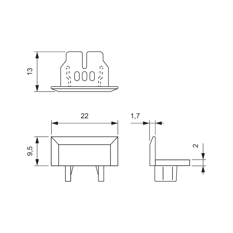 Endkappen-Set für LED-Einbauprofil EBP-1 - 2