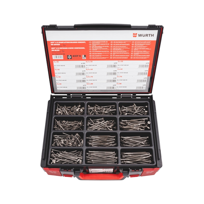 ASSY<SUP>®</SUP> 4 A2 CS universal screw assortment A2 stainless steel, plain, partial thread, countersunk head, 705 pieces in system case - 1