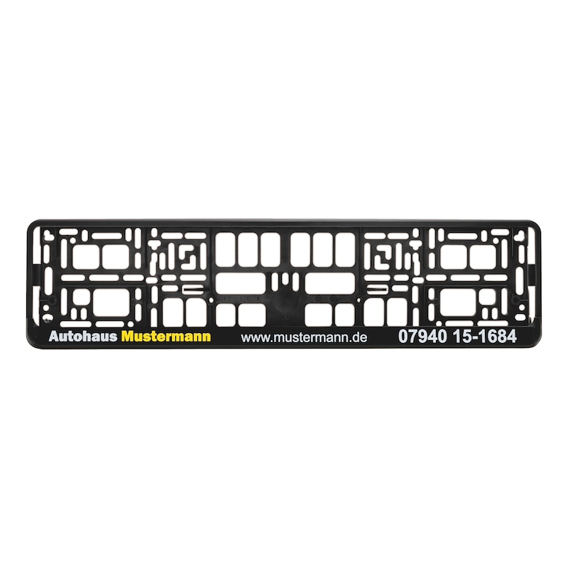 Number plate holder, Basixx completely printed - NPH-COMPL-PLT/STR-2COL-BASIXX-520MM