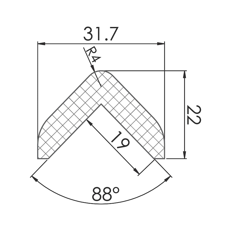 Profilato per protezione e segnalazione quadrato/quadrato Per angoli di 90° - 2