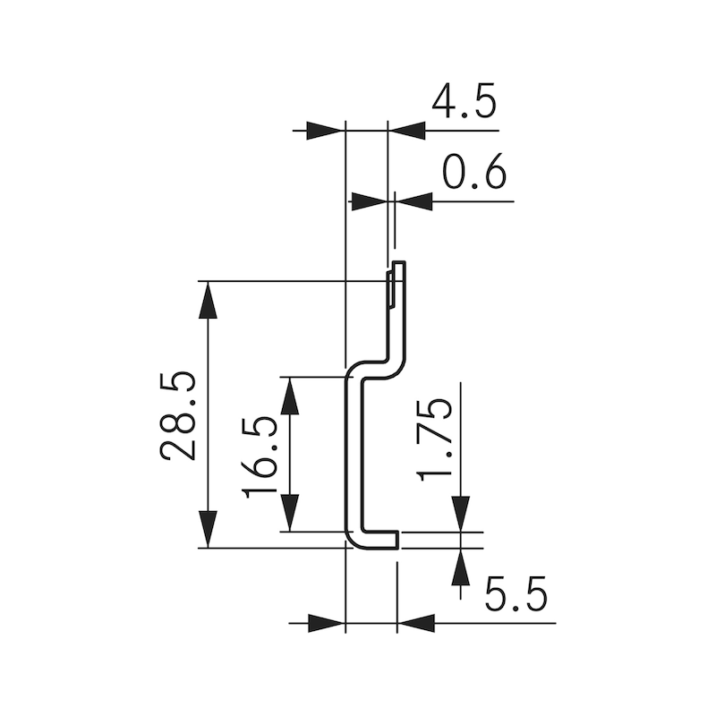 Suspension rail For SH cabinet hanger - AY-RAIL-CABHNG-SH64-TYP2-125MM