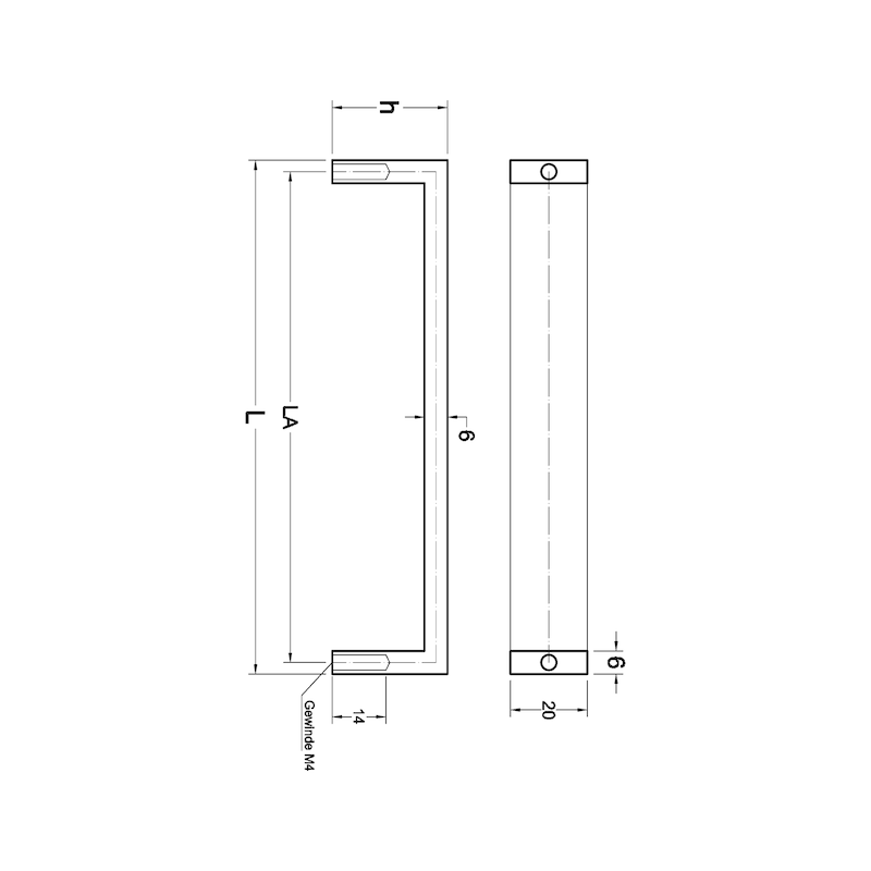Dizajnová nábytková kľučka - RUKOVAT (DESIGN Q) A2 192MM