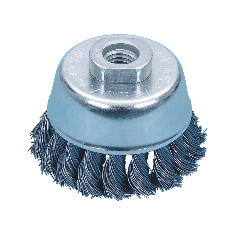 Wire cup brush Braided steel with M14 connecting thread - CUPBRSH-AG-KNOTTED-ST-D65XM14MM
