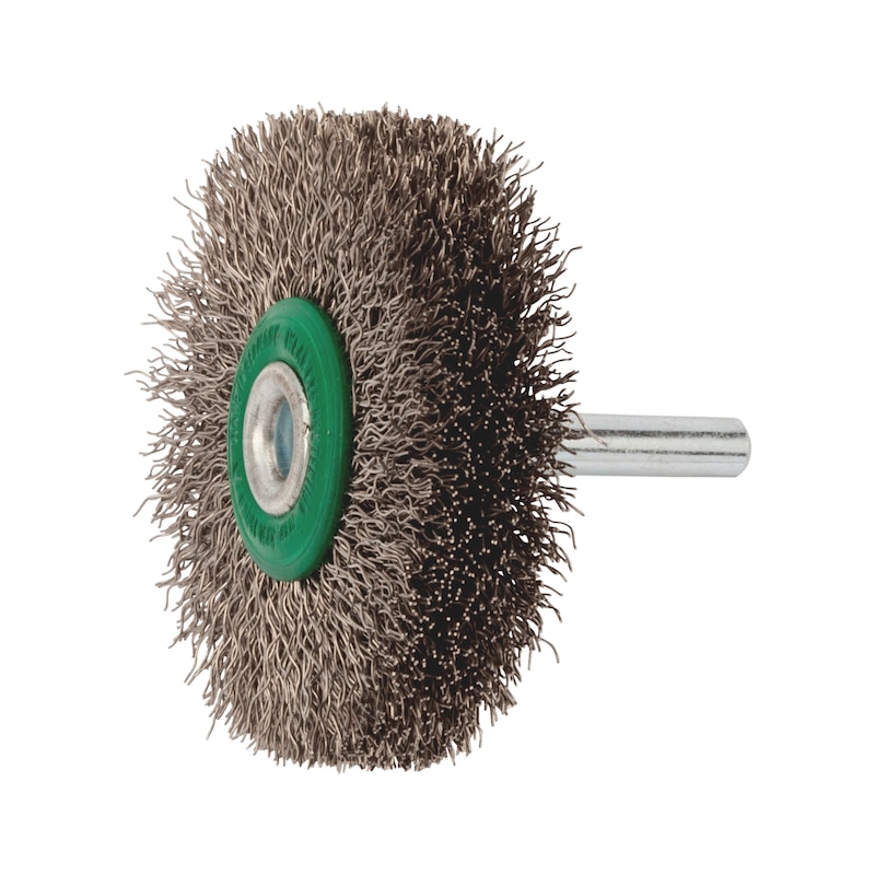 Wheel brush Stainless steel, crimped, with shank - WHLBRSH-SHNK-PWRDRL-SST-D60X13X6MM