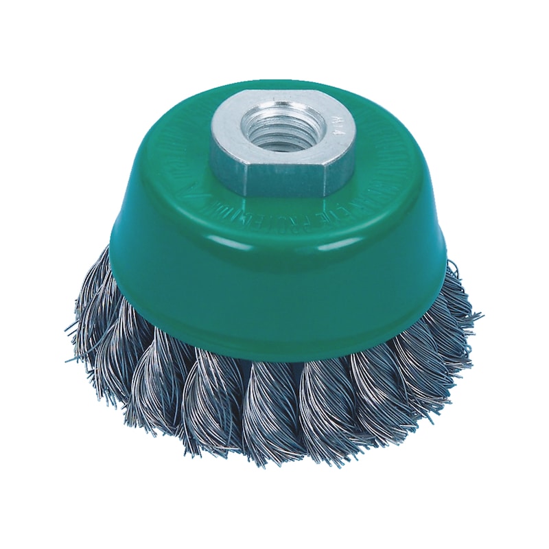 Wire cup brush Knotted stainless steel with M14 connecting thread - 1