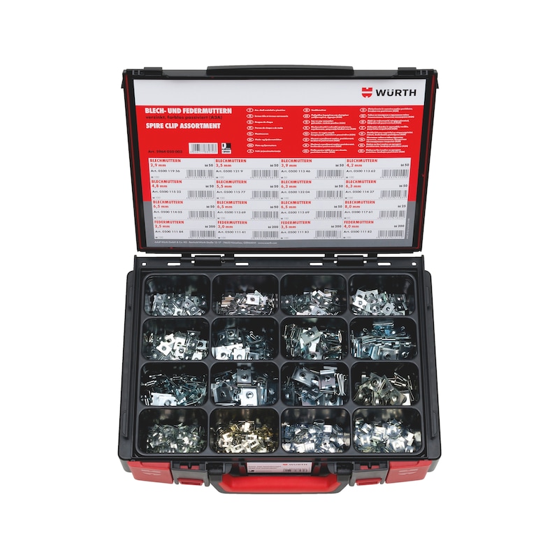 Sheet metal/spring nut assortment 1375 pieces in system case 4.4.1.