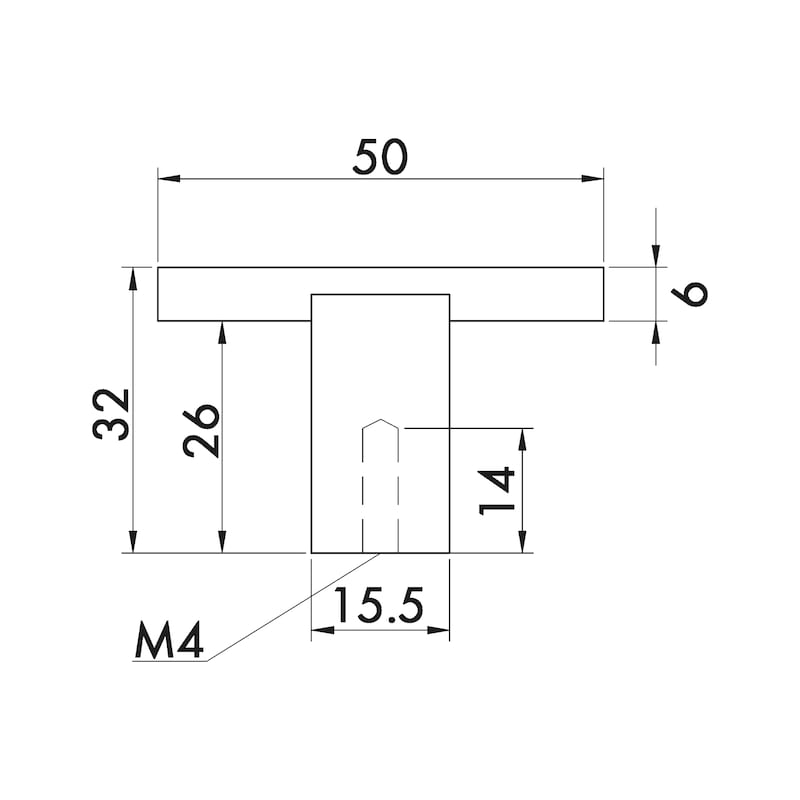Möbelknopf T-Form MK-A 1 - 4
