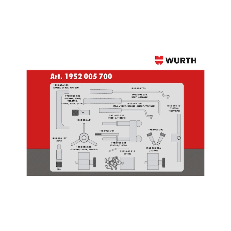 Kit d'outils de calage pour groupe VW 1.2 - 1.4 - 1.6 - 1.9 - 2.0 - 2.5, essence/diesel - 3