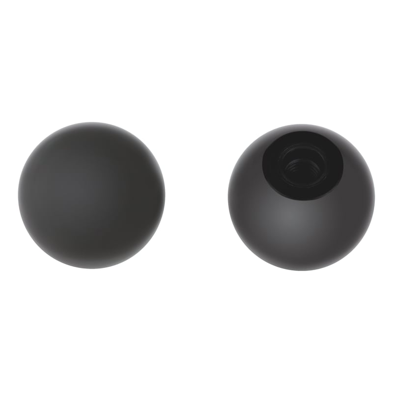 Kugelknopf DIN 319, Polyamid PA6 schwarz, Form C mit Gewinde aus Kunststoff - 1