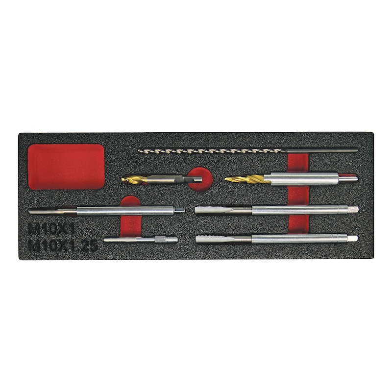Glow plug drilling-out and removal set, M10 x 1.0/M10 x 1.25 7 pieces - 1