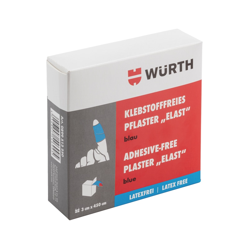 Adhesive-free plaster, blue, elastic, latex-free For all wounds and cuts - PLST-LATXFREE-ELAST-BLUE-3X450CM