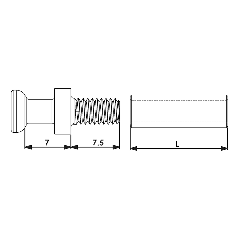 Connection sleeve with bolt For system connector SV 20 E - AY-CONSLEEVE-SYSCON/SV20-BLT-PZ2-16-L15