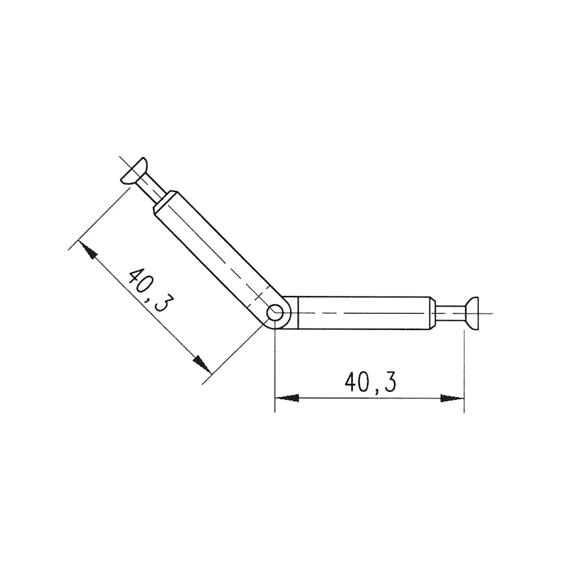 Universalbolzen für Excenterbeschlag Würth 90°-180° Bohlochtiefe 40,3 mm 