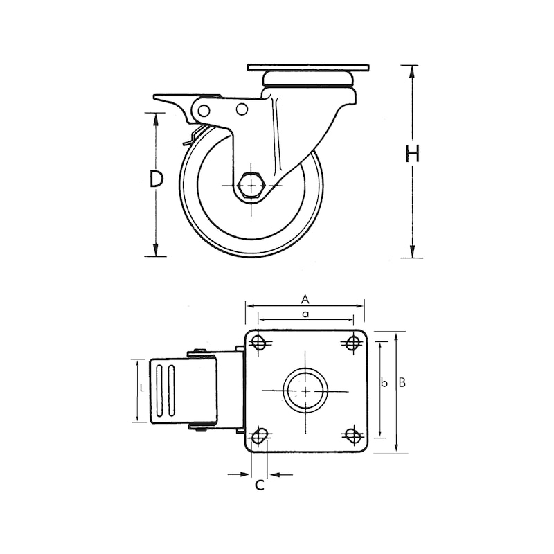 Rodízio giratório com placa de rotação e travão de bloqueio  - 2