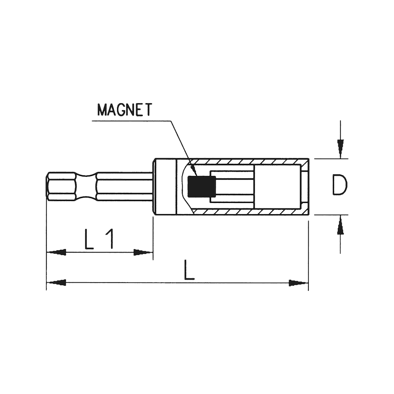 Magnetic bit holder - HOLD-BIT-SLEV/SNAPRG-MAGN-ADJUST-1/4