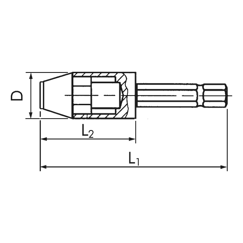 1/4-inch boorbithouder - BITHOUDER-SWF-1/4IN-L60MM