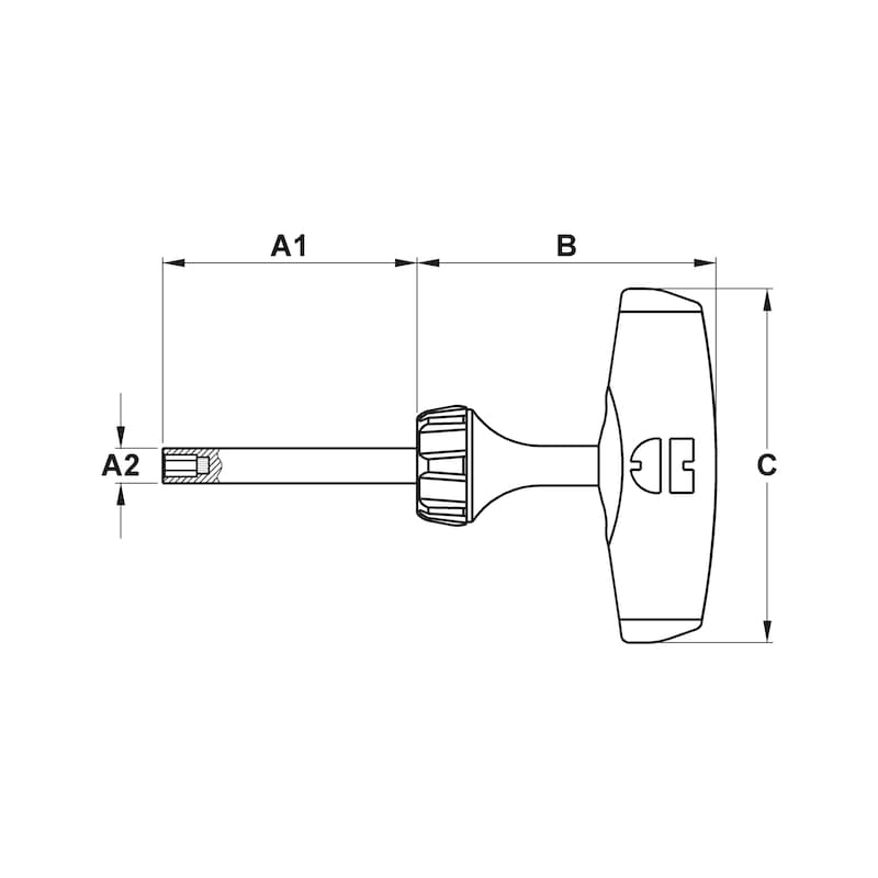 T-handle screwdriver with bit strip, 10 pcs and PH2 bit - RTCHSCRDRIV-SET-(T-HNDL)-6,35MM-12PCS
