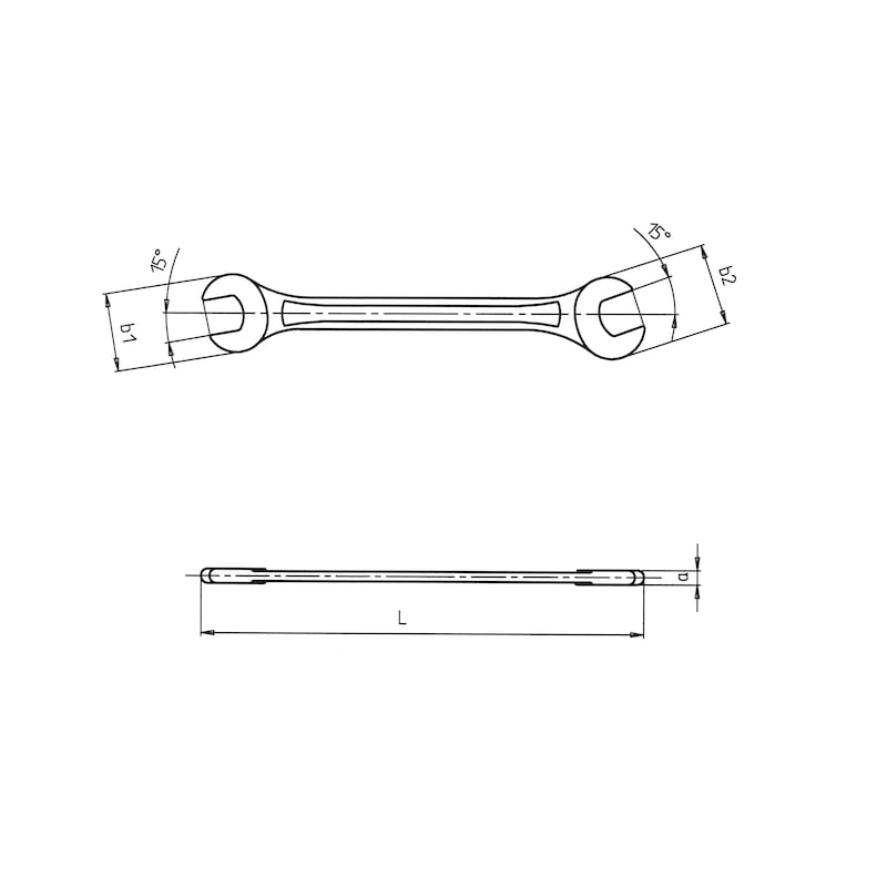 Dobbelt gaffelnøgle, metrisk DIN 3110/ISO 1085 - GAFFELNØGLE 22-24MM