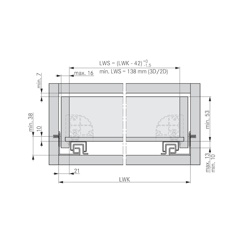 Dynapro Tipmatic full-extension concealed slide 60 kg For handle-free drawer panels - 5