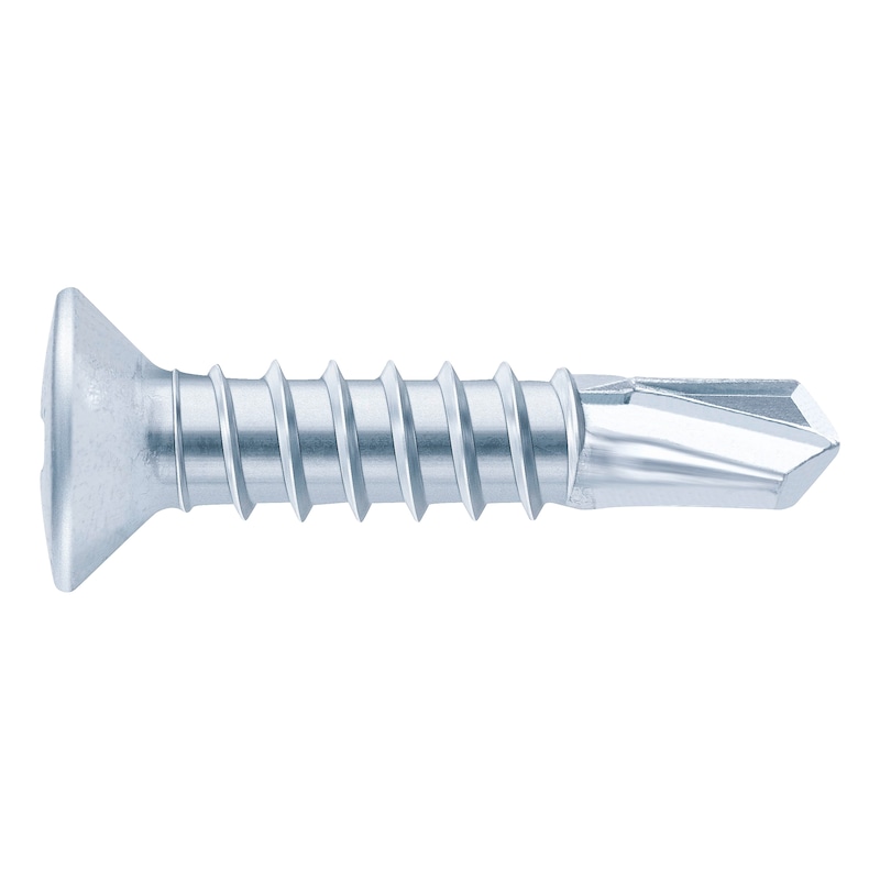 Window construction screw self-drilling raised countersunk head FEBOS<SUP>®</SUP>plus Steel, zinc-plated, blue passivated, PH drive - 1