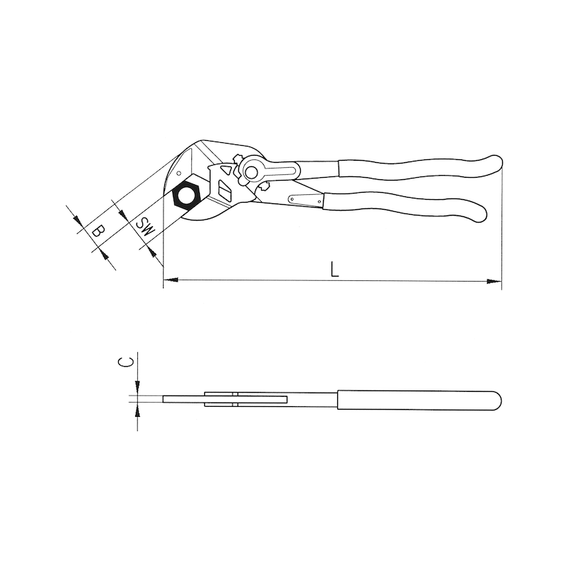 Plier wrench - PLRSWRNCH-(WS0-35MM)-L180MM