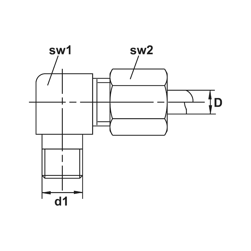 Kątowy łącznik śrubowy z pełną armaturą - 2