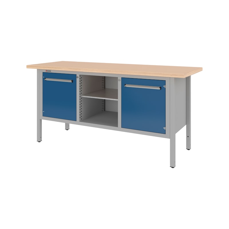 Standardní dílenský stůl se skříňkou  2&nbsp;000 mm se 3 bloky pod stolem