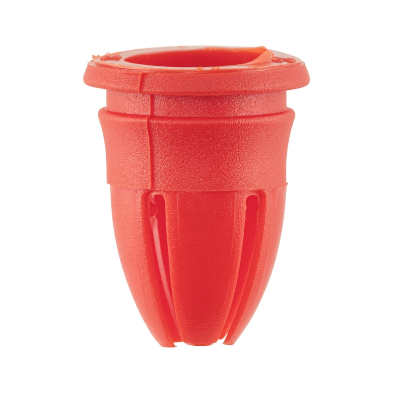 Grommet, type 3 Open, foot with slot and rounded - MP-MB-SPOUT-TRIMSTRIP-PLA-RED
