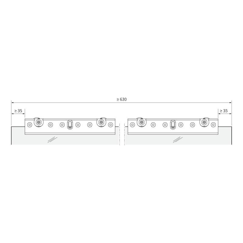 Kit ferramenta per porte scorrevoli da interni ABILIT 120-G Per montaggio a soffitto e a parete per porte in vetro - 4