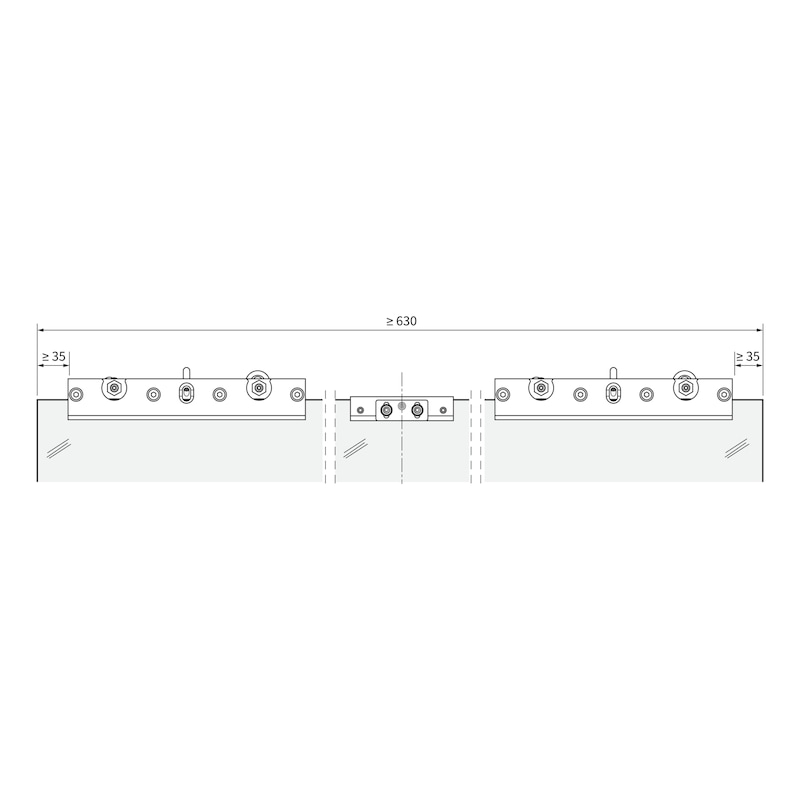 Zimmerschiebetürbeschlag-Set ABILIT 120-G für die Wandmontage bei Glastüren - 5