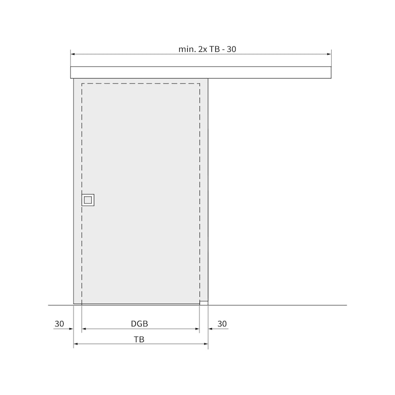 Zimmerschiebetürbeschlag-Set ABILIT 50-G für die Deckenmontage bei Glastüren - 3