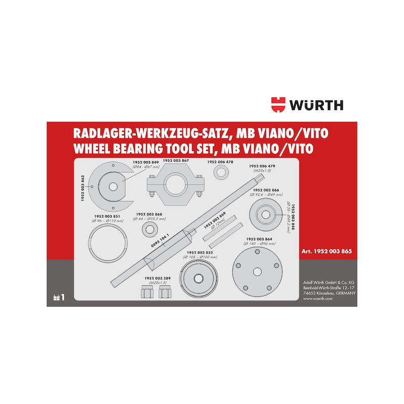 Kit d'extraction de roulement de roue pour Mercedes Benz Viano et Vito -  Würth Caraïbes / Outre-Mer