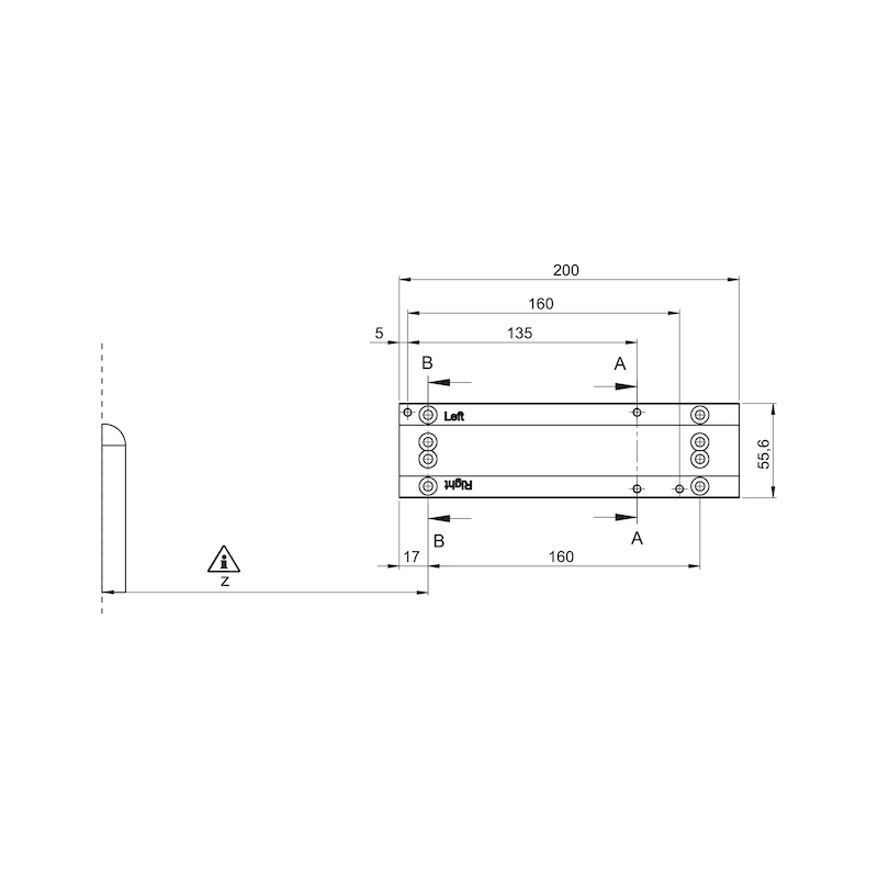 Montagegrundplatte für Türschließer - ZB-MONTAGEGRUNDPLATTE-TRSHL-GTS640