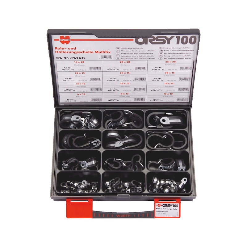 Pipe and mounting clamp assortment