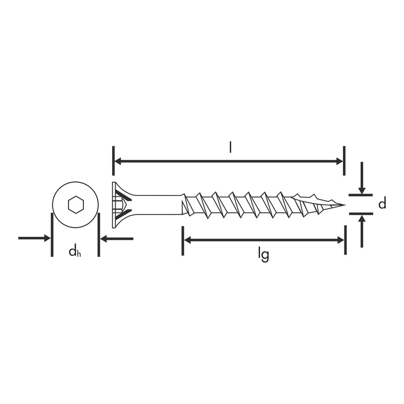 Bugle Batten T17 Timber Screws A2 Stainless Steel - SCR-CS-CUTH-A2-HS5-6,3X75/50