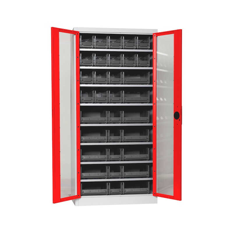 Wing door cabinet, depth 500&nbsp;mm With doors with viewing window and W-SLB system storage boxes size 3 and 4 - 1