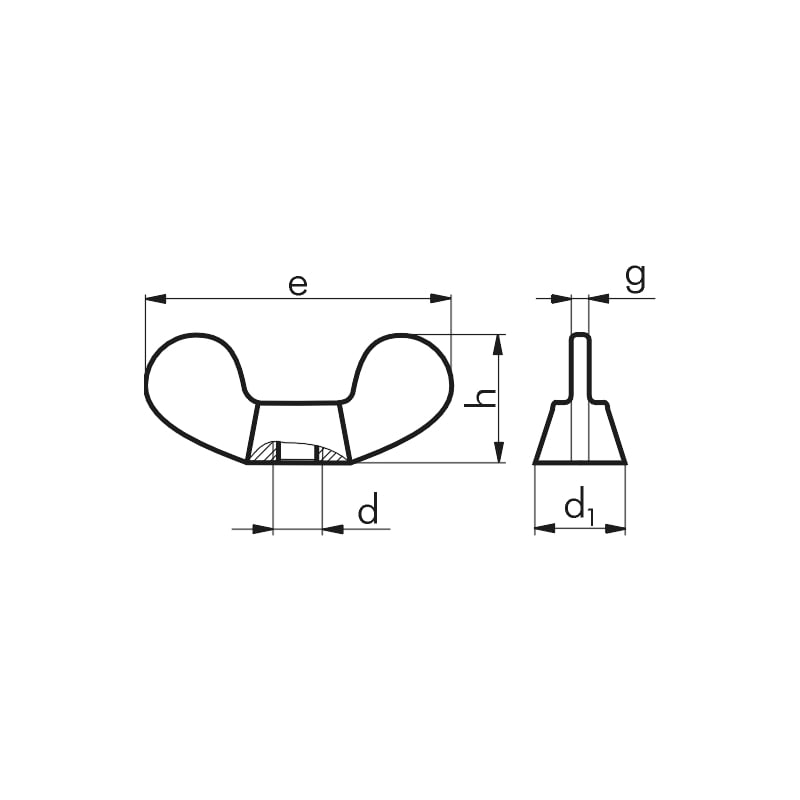 Ecrou à oreilles, forme aile ronde (forme allemande) - ECR-OREILLE-DIN315-TG-(A2K)-M6