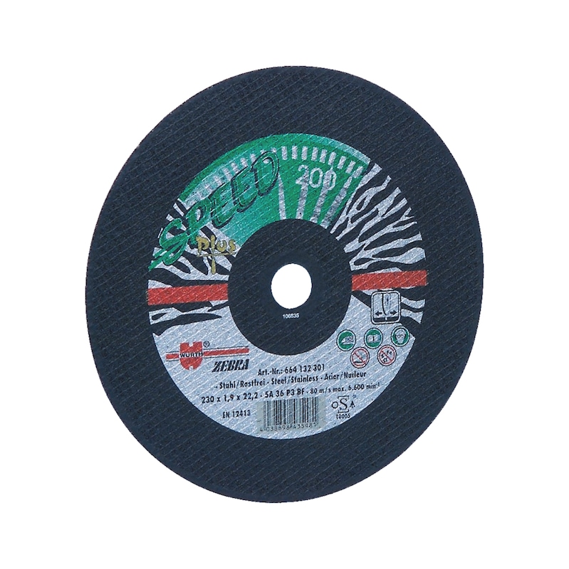 Speed cutting disc For stainless steel - CUTDISC-SP-GRN-A2-SR-TH2,0-BR22,2-D180MM
