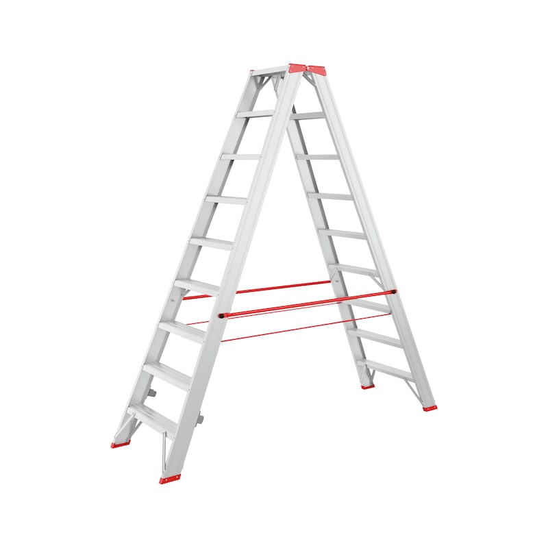 Riveted aluminium standing ladder with steps - STANDLDR-ALU-2X9STEP