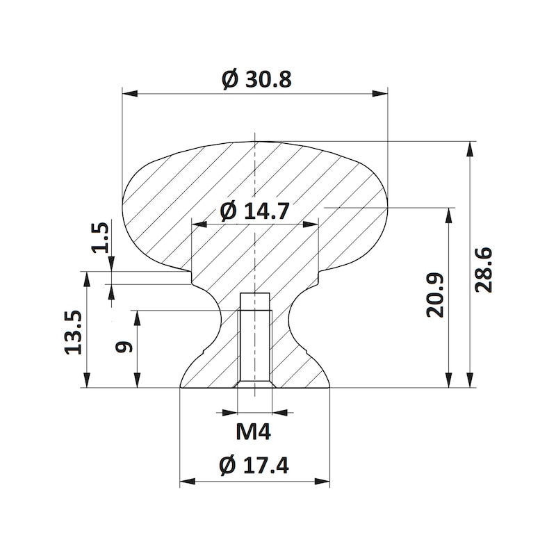 Furniture knob, die-cast zinc MK-ZD 18 - 2