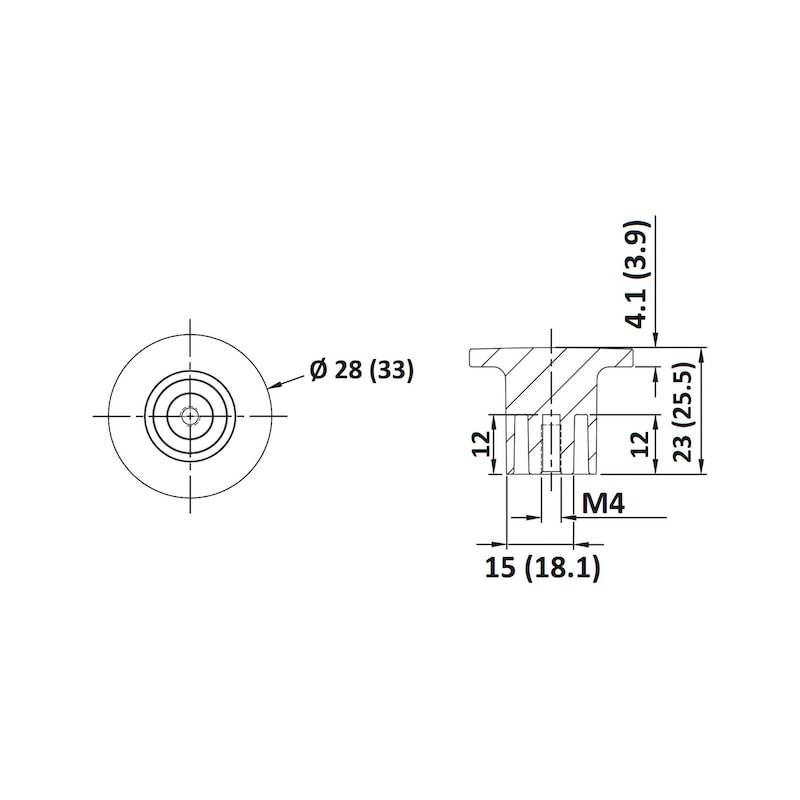 Möbelknopf Zinkdruckguss MK-ZD 16 - KNPF-DESIGN-MK-ZD16-33MM-VERN
