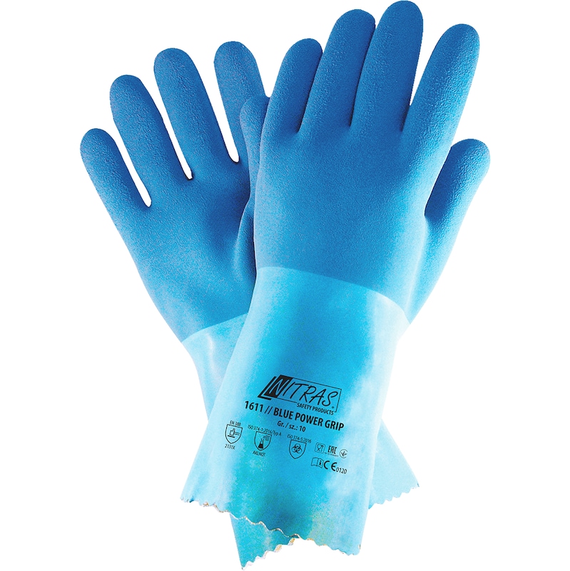 Buy Chem. protective glove Nitras Blue Power Grip 1611 online