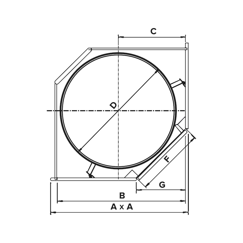 Otočné kování pro rohovou skříňku VS COR Wheel Pro pro 4/4&nbsp;nástěnné skříňky - 2