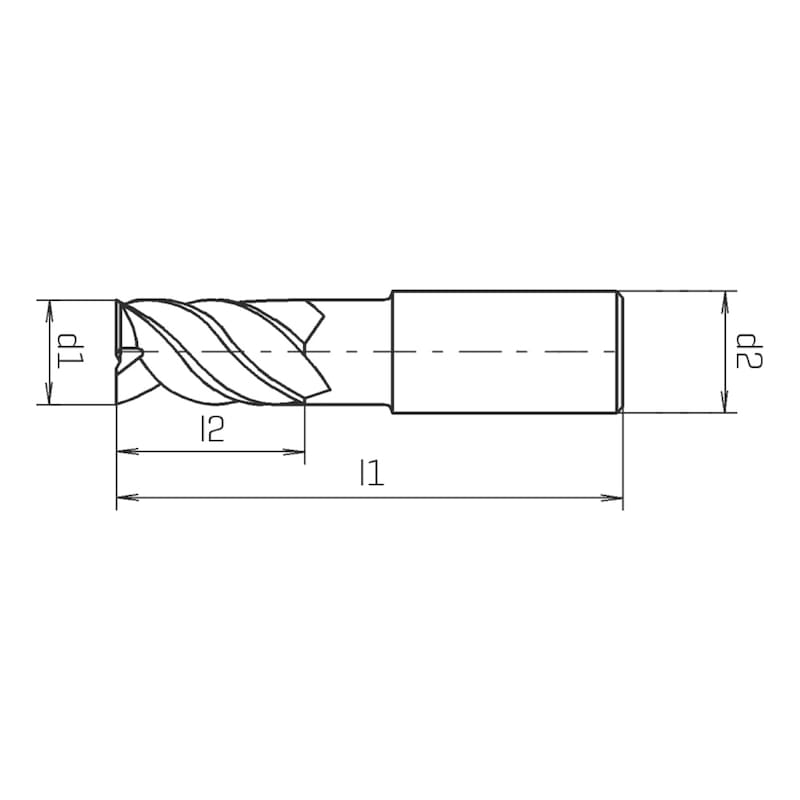Schaftfräser HPC Speedcut 4.0-Inox, lang, Vierschneider, ungleiche Drallsteigung DIN 6527L, HA-Schaft - 2